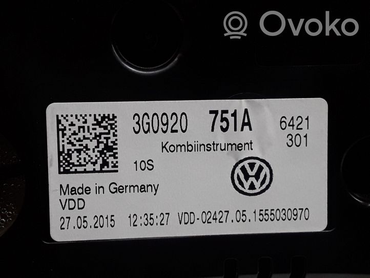 Volkswagen PASSAT B8 Nopeusmittari (mittaristo) 3G0920751A