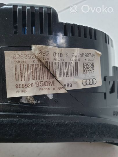 Audi A4 S4 B6 8E 8H Compteur de vitesse tableau de bord 8E0920950M