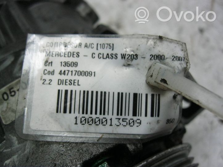 Mercedes-Benz C W203 Compressore aria condizionata (A/C) (pompa) 4471700091