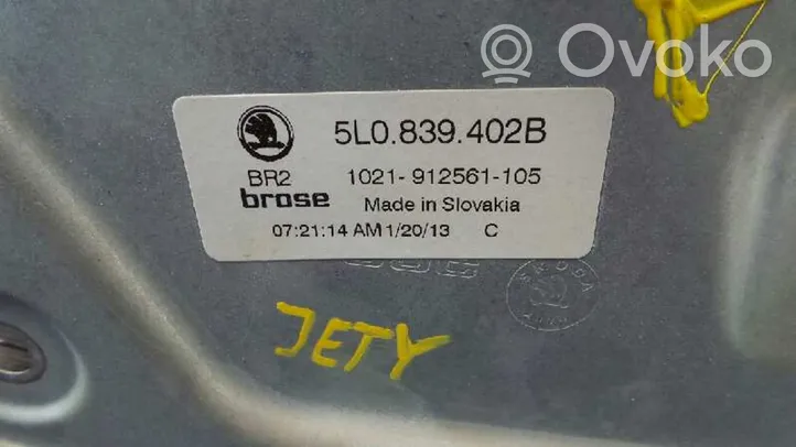 Skoda Yeti (5L) Elektryczny podnośnik szyby drzwi tylnych 5L0839402B