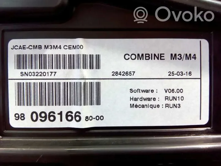 Citroen C-Elysée Compteur de vitesse tableau de bord 9809616680