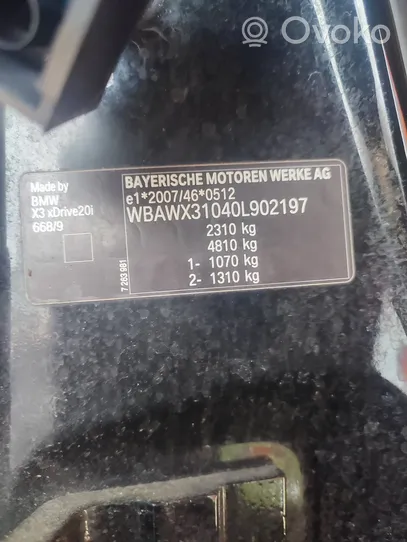 BMW X3 F25 Galinės durys 41527238695