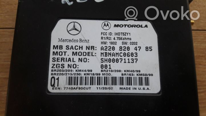 Mercedes-Benz ML W163 Sterownik / Moduł sterujący telefonem A2208204785