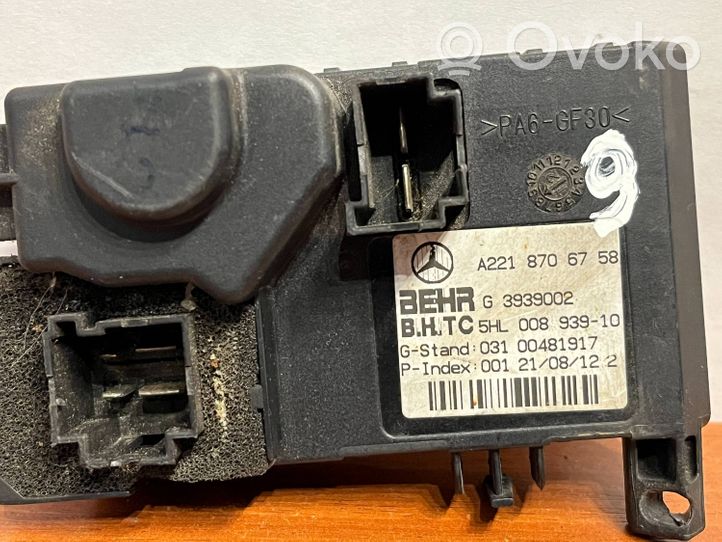 Mercedes-Benz S W221 Relé de ventilador de calefacción A2218706758