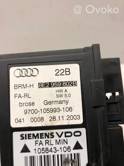 Audi A4 S4 B6 8E 8H Moteur de lève-vitre de porte avant 8E2959802B