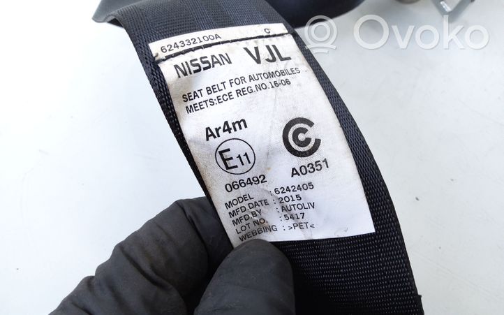 Nissan Leaf I (ZE0) Ceinture de sécurité arrière 624239601D