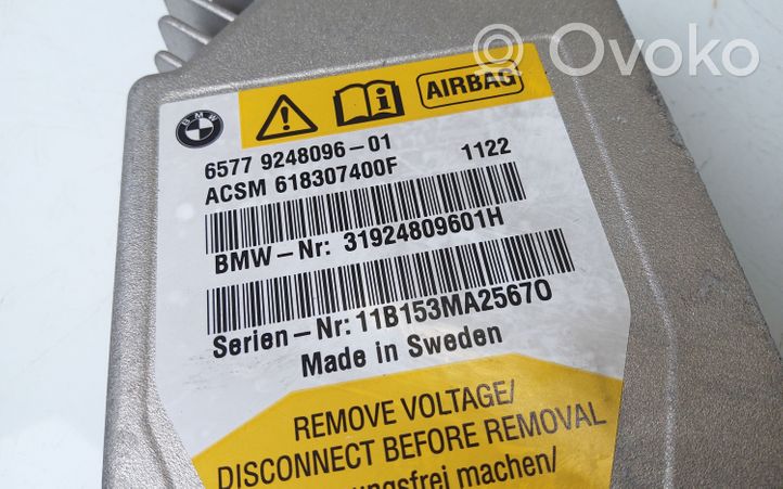 BMW 5 F10 F11 Centralina/modulo airbag 9248096