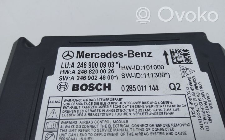 Mercedes-Benz B W246 W242 Turvatyynyn ohjainlaite/moduuli A2468200026