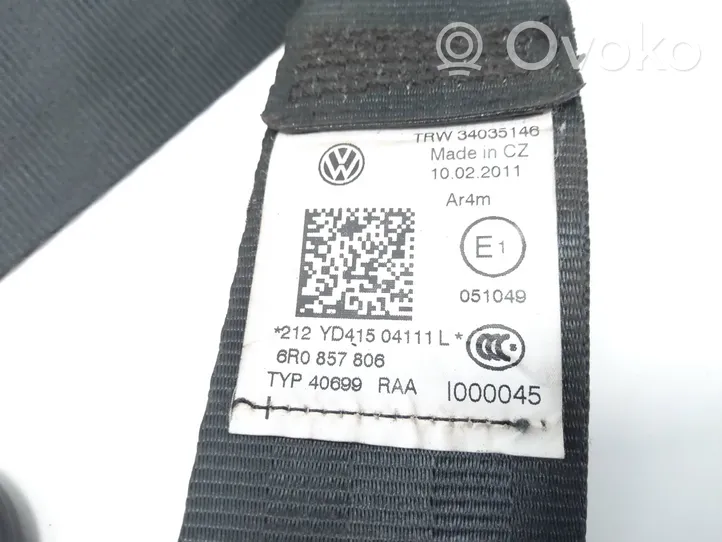 Volkswagen Polo V 6R Cintura di sicurezza posteriore 6R0857806