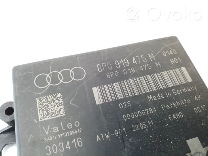 Audi A3 S3 8P Pysäköintitutkan (PCD) ohjainlaite/moduuli 8P0919475M