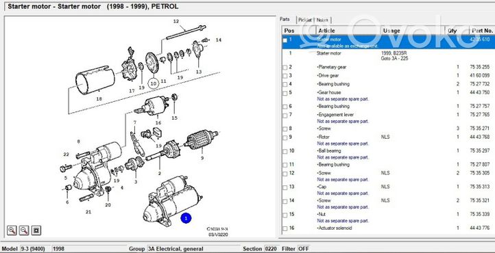 Saab 9-3 Ver1 Käynnistysmoottori 4235610