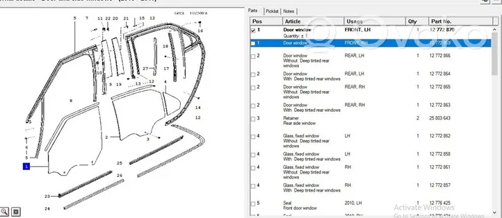 Saab 9-5 Vetro del finestrino della portiera anteriore - quattro porte 12772870