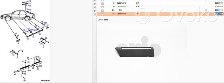 Saab 9000 CD Etuoven lista (muoto) 9083254