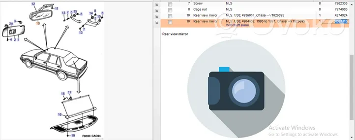 Saab 9000 CD Lusterko wsteczne 4607115