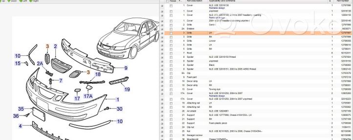 Saab 9-3 Ver2 Mascherina inferiore del paraurti anteriore 12787226