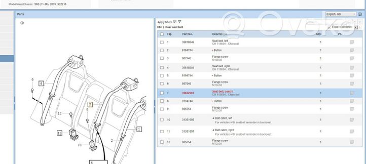 Volvo S60 Ceinture de sécurité arrière centrale (siège) 39822961