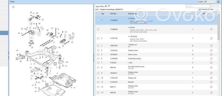 Volvo V60 Sottotelaio anteriore 31406809