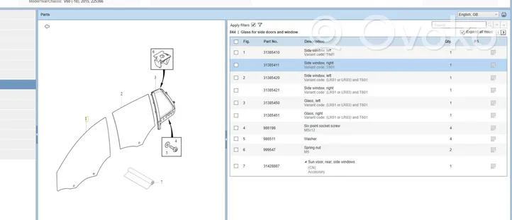 Volvo V60 Vetro del finestrino della portiera anteriore - quattro porte 31385411