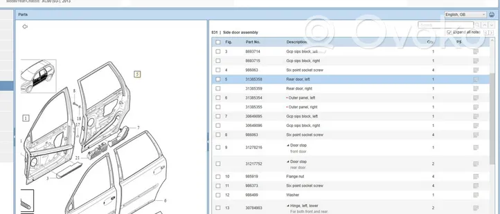 Volvo XC90 Rear door 31385358