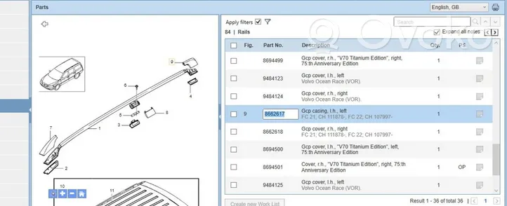 Volvo V70 Barre trasversali porta tutto su “corna” 8662617