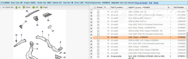 Saab 9-3 Ver2 Kojelaudan tuuletussuuttimen suojalista 12786858