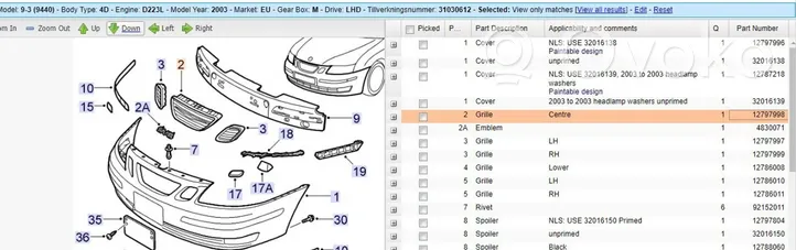 Saab 9-3 Ver2 Mascherina inferiore del paraurti anteriore 12787224