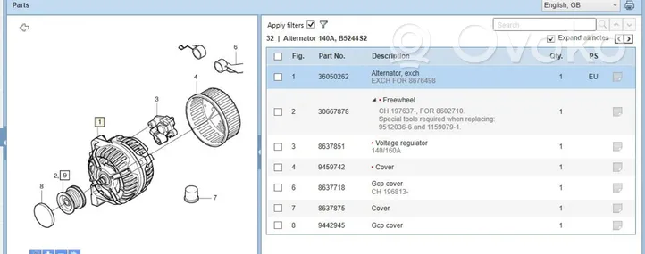 Volvo S80 Alternator 36050262