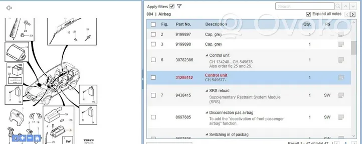 Volvo XC90 Airbag control unit/module 31295112