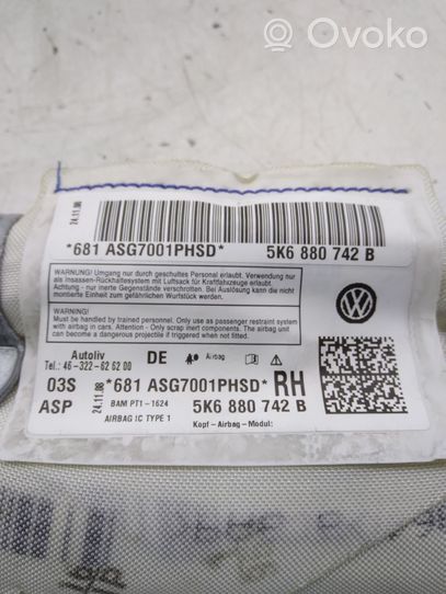 Volkswagen Golf VI Airbag de toit 5K6880742B