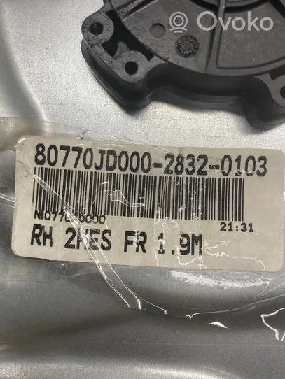 Nissan Qashqai Mécanisme de lève-vitre avant sans moteur 80770JD00