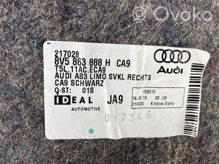 Audi A3 S3 8V Rivestimento pannello laterale del bagagliaio/baule 8V5863888H