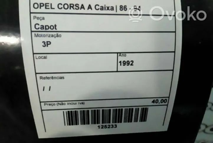 Opel Corsa A Couvercle, capot moteur 