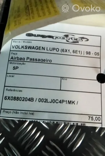 Volkswagen Lupo Matkustajan turvatyyny 