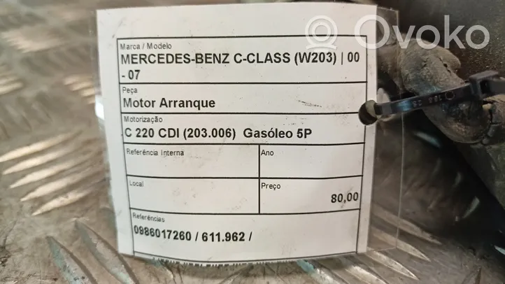 Mercedes-Benz C W203 Démarreur 