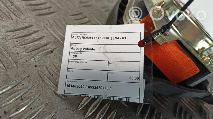 Alfa Romeo 145 - 146 Ohjauspyörän turvatyyny 
