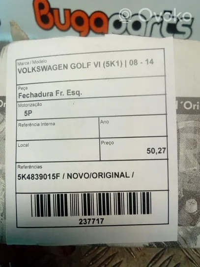 Volkswagen Golf VI Serratura portiera coupé (vicino alla maniglia) 