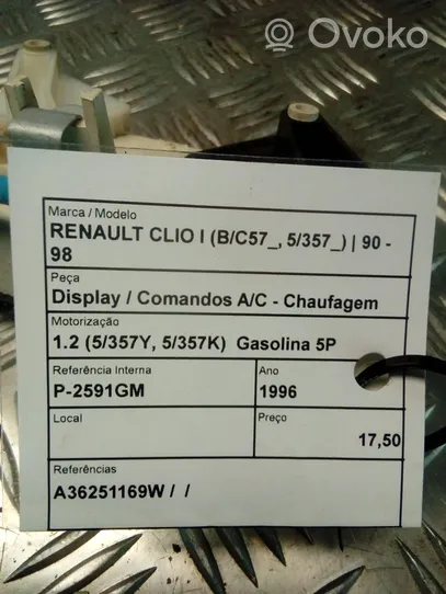 Renault Clio I Ilmastoinnin ohjainlaite 