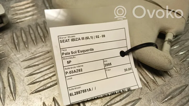 Seat Ibiza III (6L) Support de crochet/clip pare-soleil 