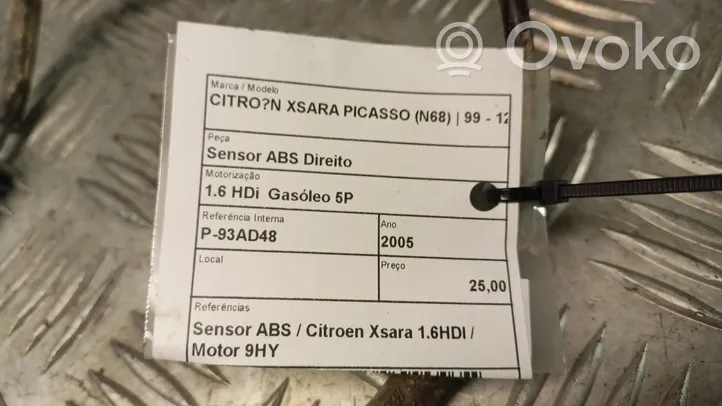 Citroen Xsara Picasso Capteur de vitesse de roue ABS 