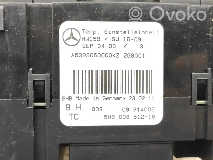 Mercedes-Benz Vito Viano W639 Unité de contrôle climatique A6399060000