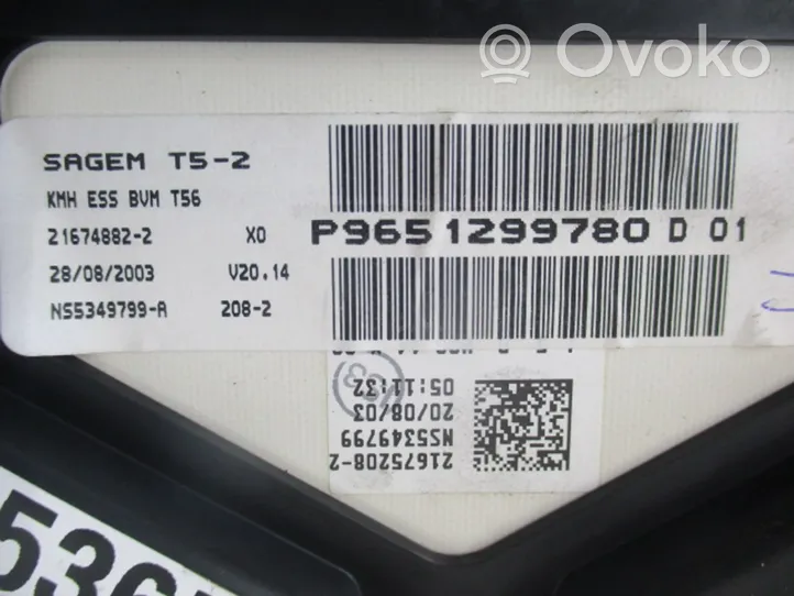 Peugeot 307 CC Tachimetro (quadro strumenti) P9651299780