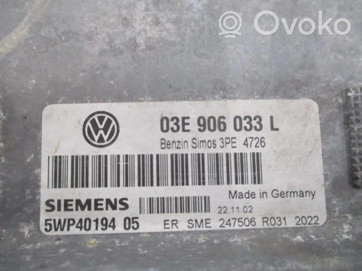 Volkswagen Polo Komputer / Sterownik ECU silnika 03E906033L