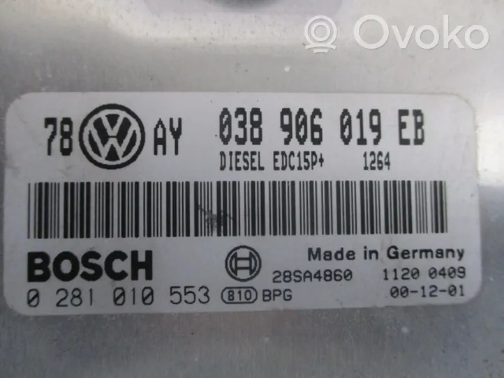 Volkswagen PASSAT B5.5 Unité de commande, module ECU de moteur 038906019EB