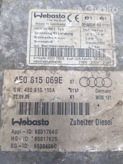 Audi A8 S8 D3 4E Pre riscaldatore ausiliario (Webasto) 