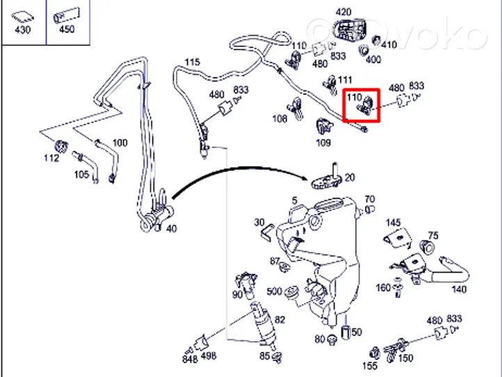 Mercedes-Benz E W211 Ugello a spruzzo lavavetri per parabrezza A2118600147