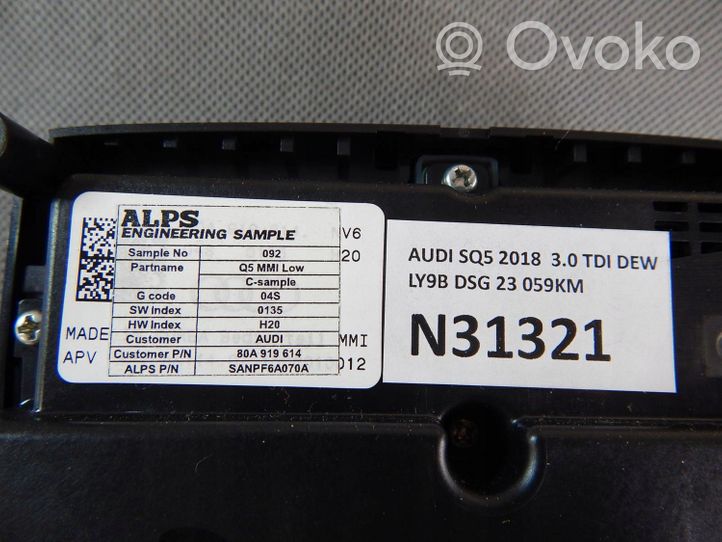 Audi Q5 SQ5 Pääyksikkö multimedian ohjaus 80A919614