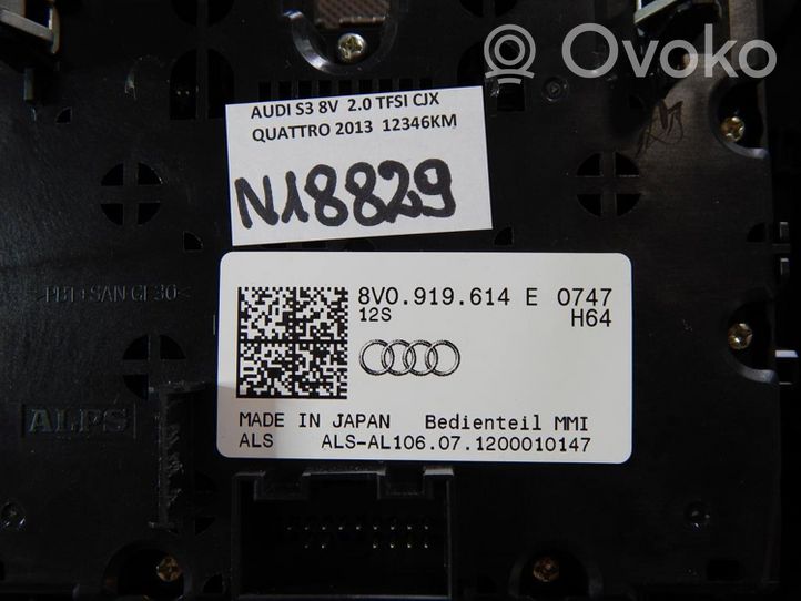 Audi A3 S3 8V Pääyksikkö multimedian ohjaus 8V0919614E