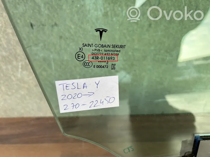 Tesla Model Y Etuoven ikkunalasi, neliovinen malli 43R011693