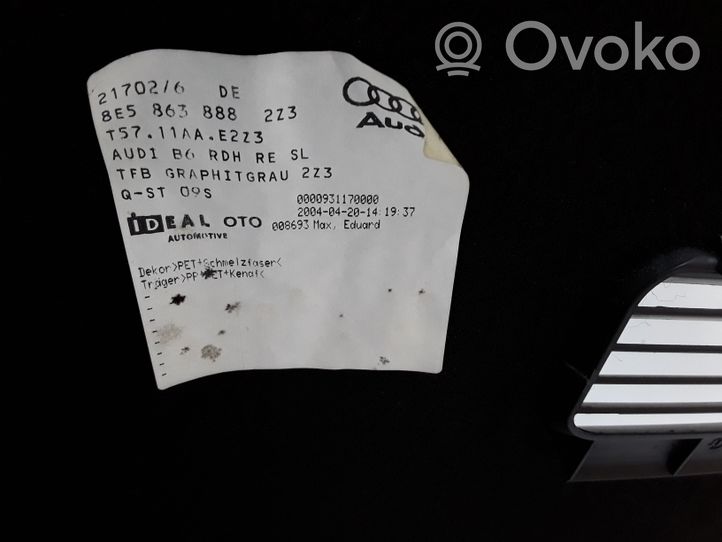 Audi A4 S4 B6 8E 8H Apatinis, bagažinės šono, apdailos skydas 8E5863888