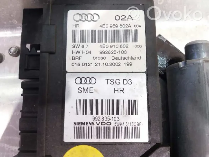 Audi A8 S8 D5 Elektryczny podnośnik szyby drzwi tylnych 4E0839462C
